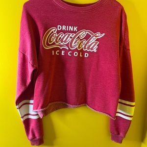 Red Coca-Cola striped cropped sweater